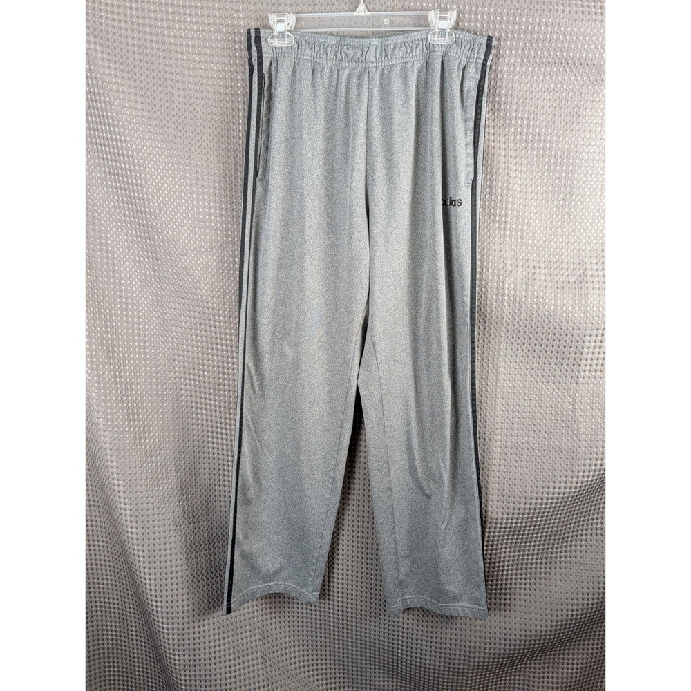 Adidas Mens XL Gray Athletic Track Pants 3 Stripe Logo Jogger Activewear XL